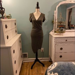 Wrap Look Dress, Olive Green, Large